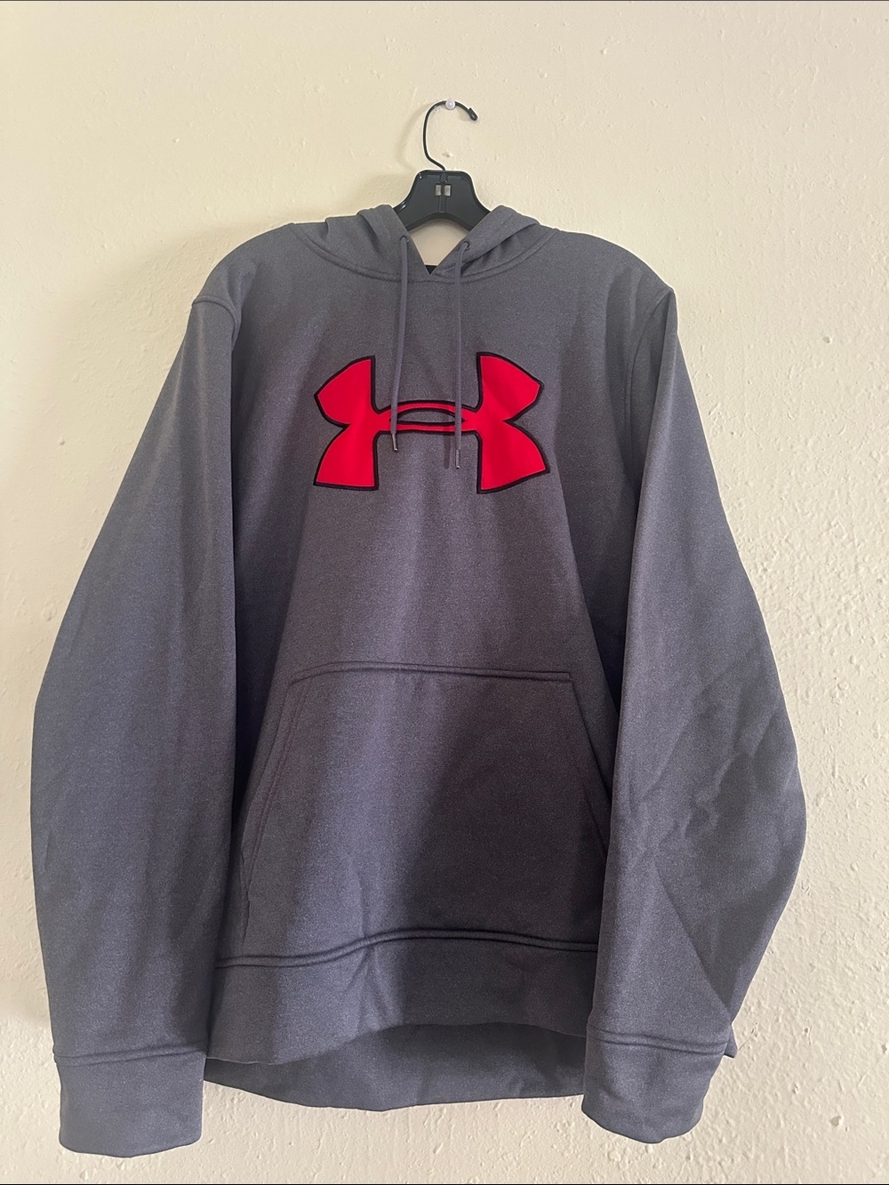 Under Armour Charcoal Hoodie with Red Logo EUC